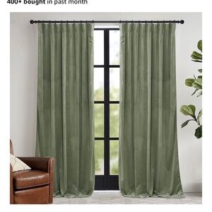 RYB Home Sage Green Velvet Curtains